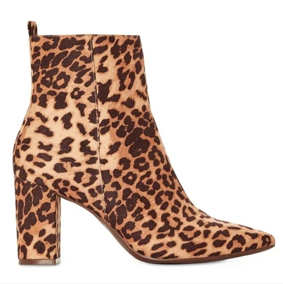 New Tan Leopard Print Olyvia Block Heel Zip Ankle Bootie Sz 7 - Picture 4 of 14